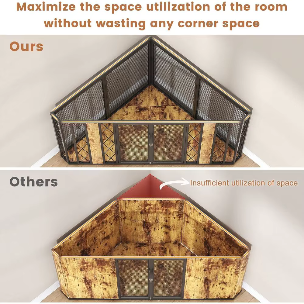 Caja de Perro Grande en Madera Decorativa con 2 Puertas, Comedor para Mascotas y Mesa de Centro para Perros Pequeños a Grandes — imagen 4