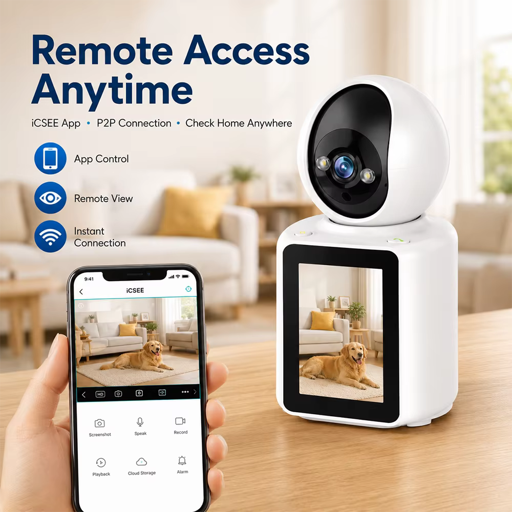 2MP WiFi Indoor Security Camera with 2.8in Screen Two Way Video Call Motion Tracking Night Vision ICSEE App Baby Pet Monitor P2P — imagen 6