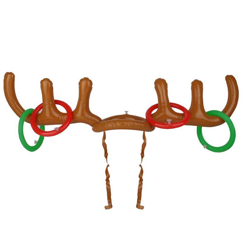 Inflatable Santa Funny Reindeer Antler Hat Ring Toss Christmas Holiday Party Game Supplies Toys — image 3