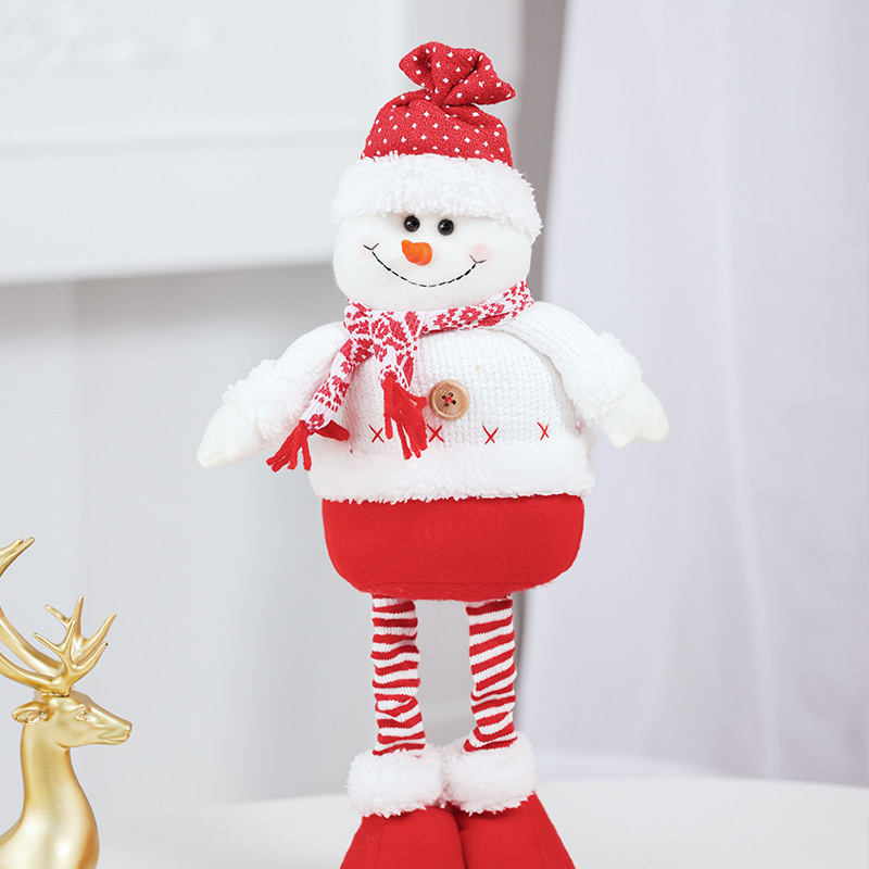 Christmas Stretch Hem Tabletop Santa Decoration Doll Reindeer Christmas Plush Snowman Figurine Ornament — image 4