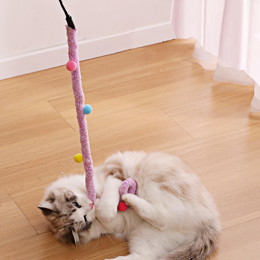 Cat Toys Plush Srtip Cat Wands Interactive Cat Toys Colorful Cat Teaser Wands Interactive Cat Toys For All Breed Sizes — image 6