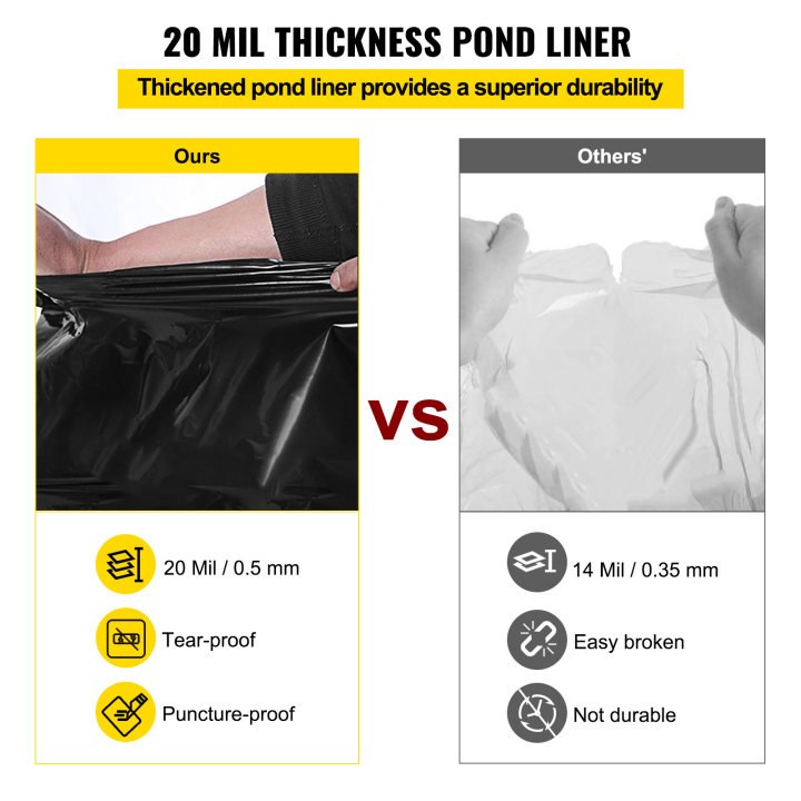 VEVOR LLDPE Pond Liner 20x25 Ft, Pond Liner 20 Mil, Fish Pond Liners For Waterfall, Pond And Fish Ponds — image 2