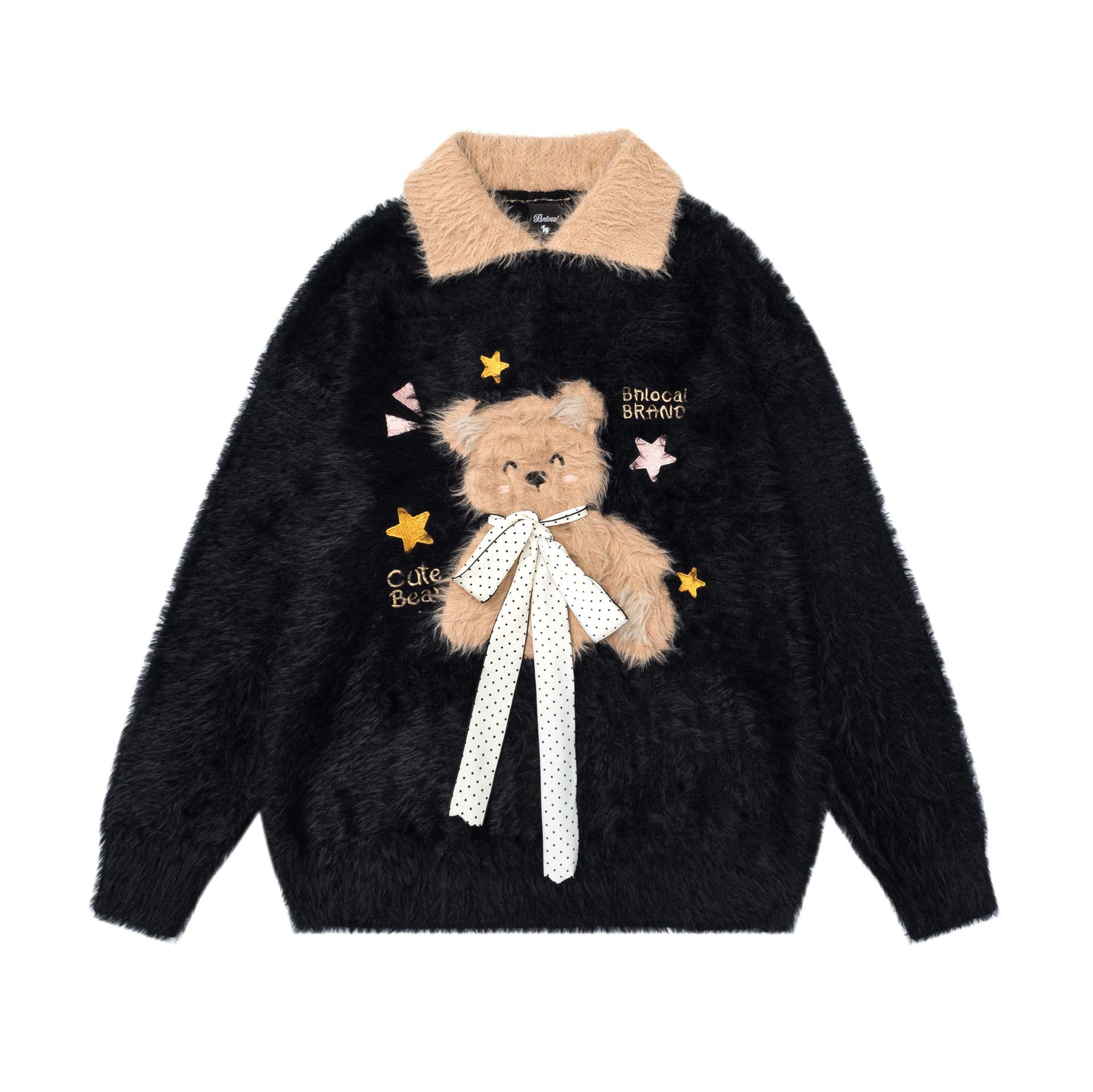 Color blocked knot teddy bear sweater — image 2