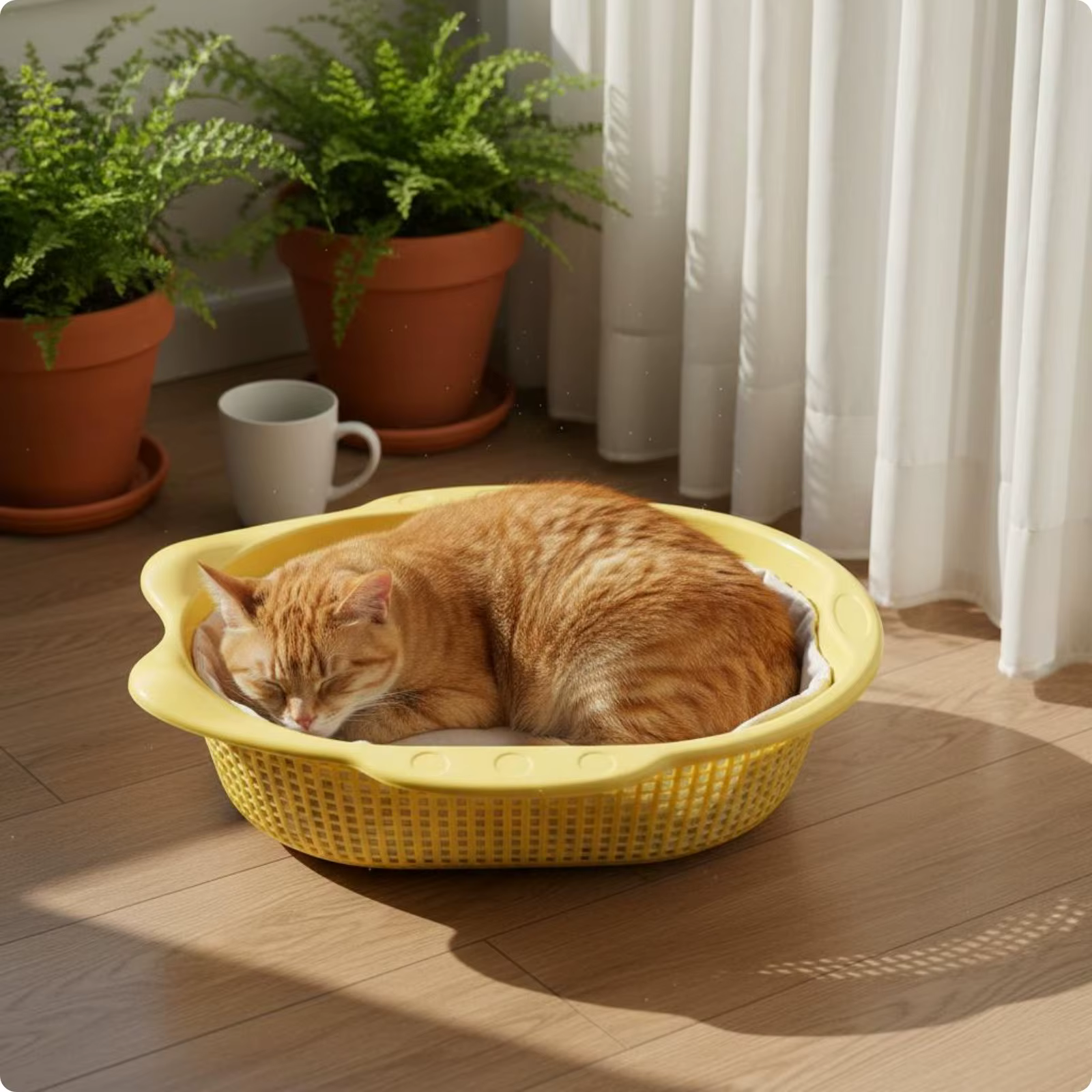 Pet Cat Bed Breathable Thickened Cat Basket with Mat Summer Cooling Indoor Pet Bedding Comfortable Soft Mat for Cats — image 5