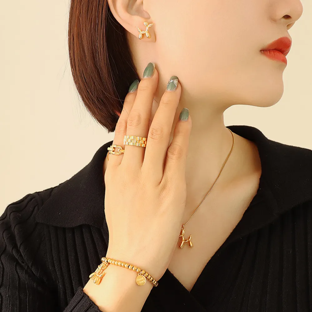 Pendientes de Perrito con Acero de Titanio y Oro de 18K — imagen 6