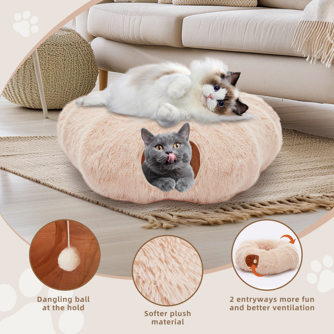 Túnel para Gatos con Caja de Descanso, Túnel en forma de Donut con Escondite Plush para Gatos y Kitten — imagen 19