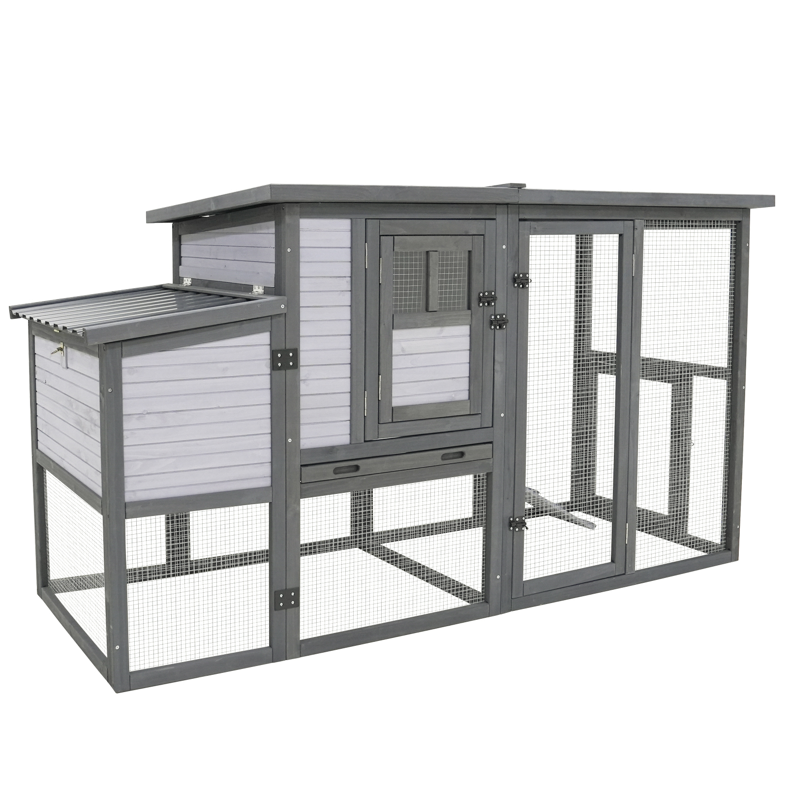 79Large Chicken Coop With Upgraded Perches, Wooden Outdoor Chicken Cage With Large Nesting Box, Weatherproof Open Asphalt Roof & Removable Bottom, Duck House, Rabbit Hutch — image 1