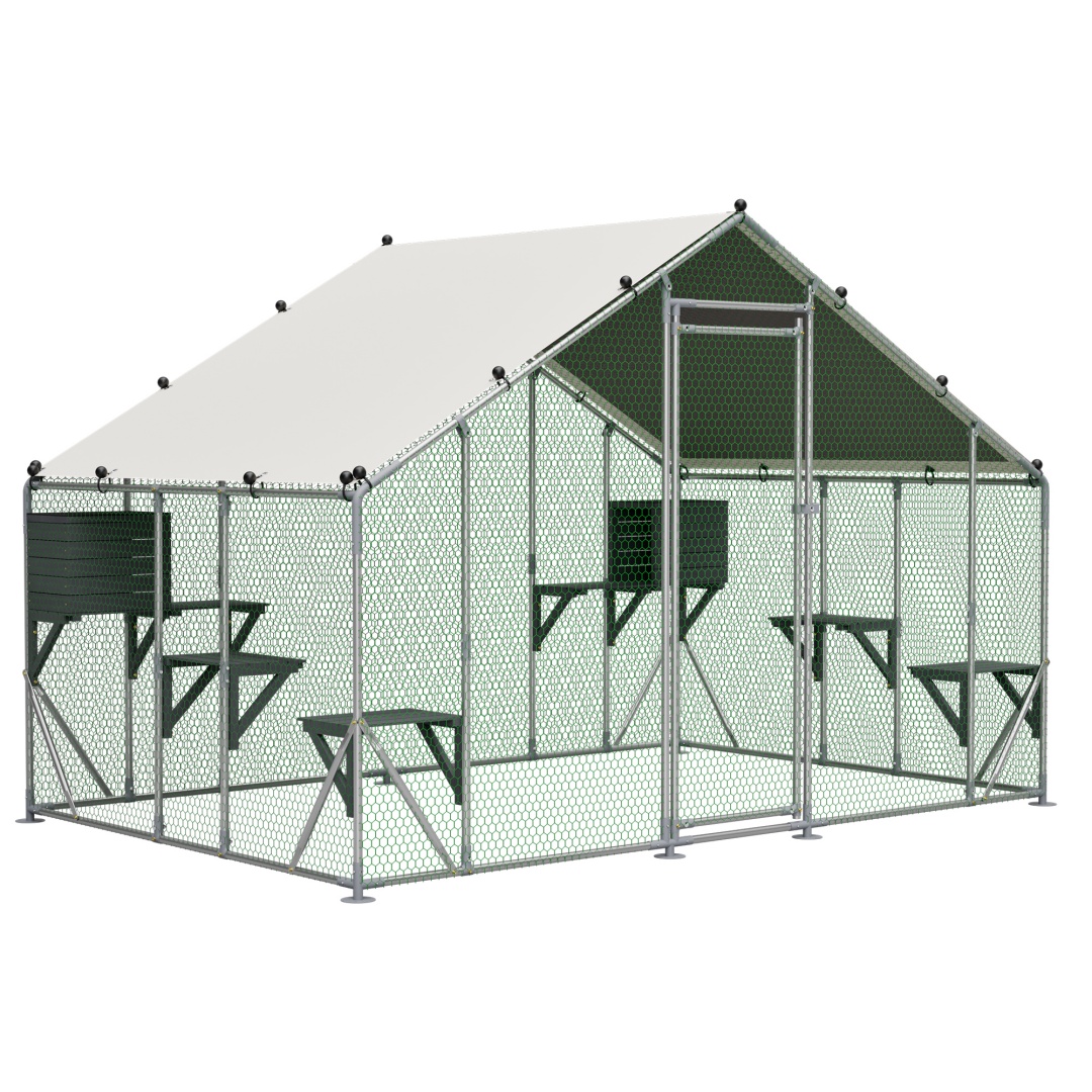 Gabinete de Metal Exterior Resistente 3x2m para Gatos - Plataforma DIY en Madera Sólida, Bloqueo de Seguridad Doble y Mayor Estabilidad, Uso Multi-Animal, Carpa Impermeable Incluida — imagen 3