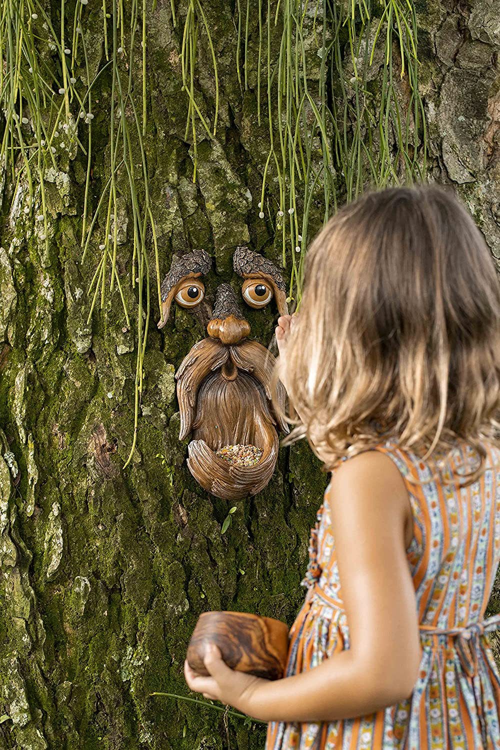 Garden Creative Decoration Outdoor Bark Monster Bird Feeder Wall Decoration Pendant Resin Crafts — image 2