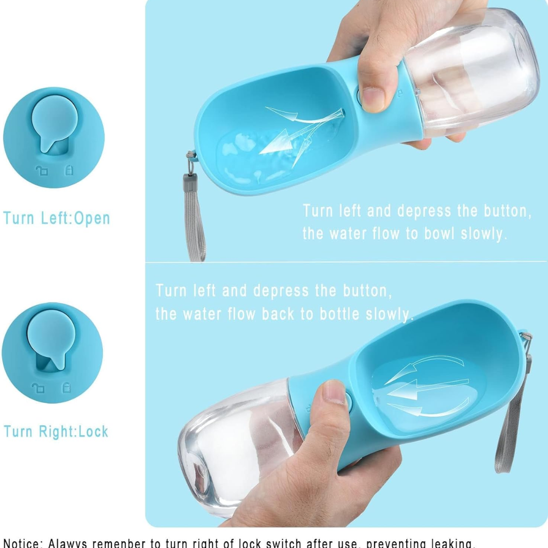 Botella de Agua para Perros con Contenedor de Comida, Tazón Portátil para Mascotas, Dispensador de Alimento para Viajes, Regalo para Perros Accesorios Esenciales para Paseos y Caminatas con Cachorros — imagen 6