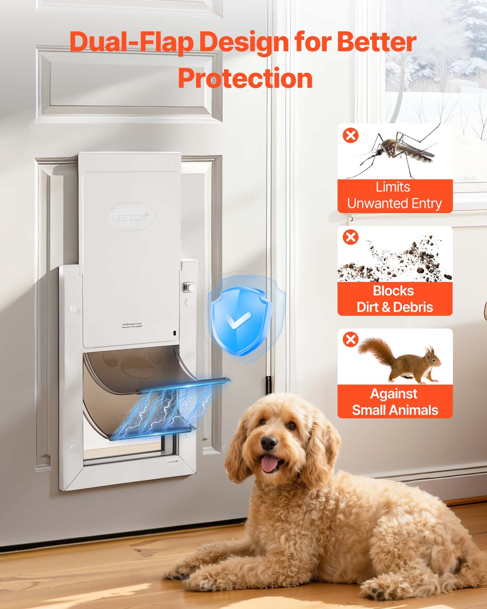 Puerta para Mascotas, Mediana, Con Dos Bisagras Magnéticas y Estructura Metálica, Fuerte y Resistente al Tiempo, Acceso Fácil para Perros en Interiores y Exteriores — imagen 4