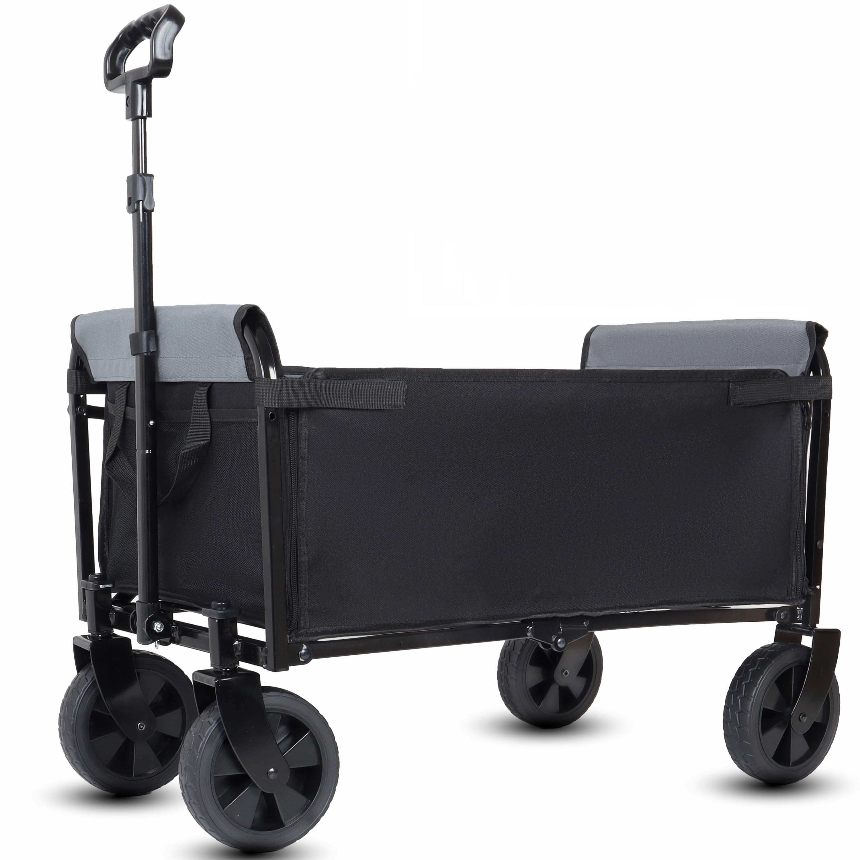 Carro de Plegado con Ruedas - 3 en 1 Cesta Útil Ligera para Camping y Compras, Capacidad de 100 kg, Tazones, para Paseos con Mascotas, Compras y Almacenamiento (Negro) — imagen 4