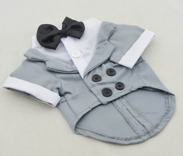 Pet Clothes Puppy Shirt Dog Wedding Tuxedo Western Style Suit with Bow Tie Apparel Clothing For Dogs Coat — image 7