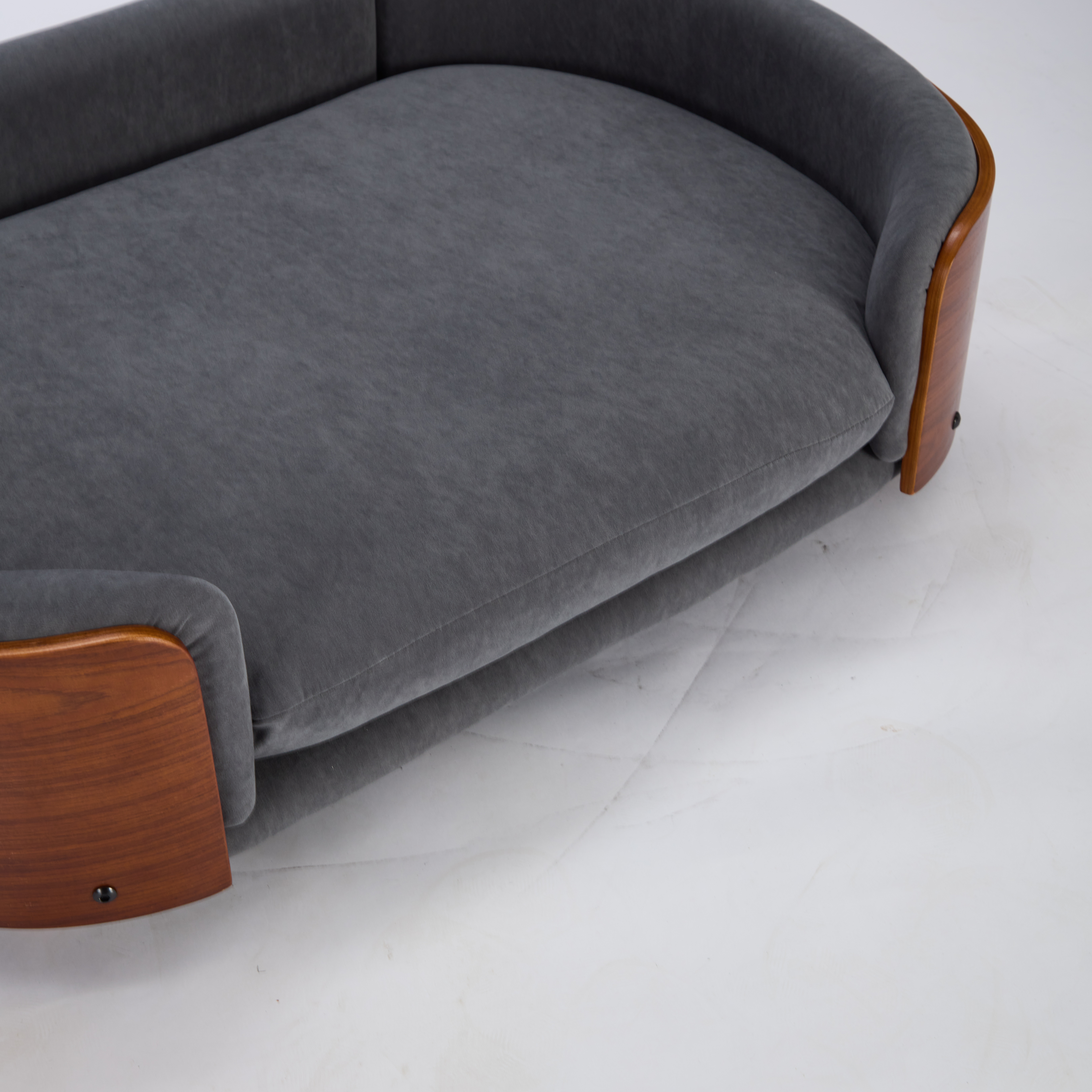 Scandinavian style Elevated Dog Bed Pet Sofa With Solid Wood legs and Walnut Bent Wood Back, Velvet, Large Size — image 4