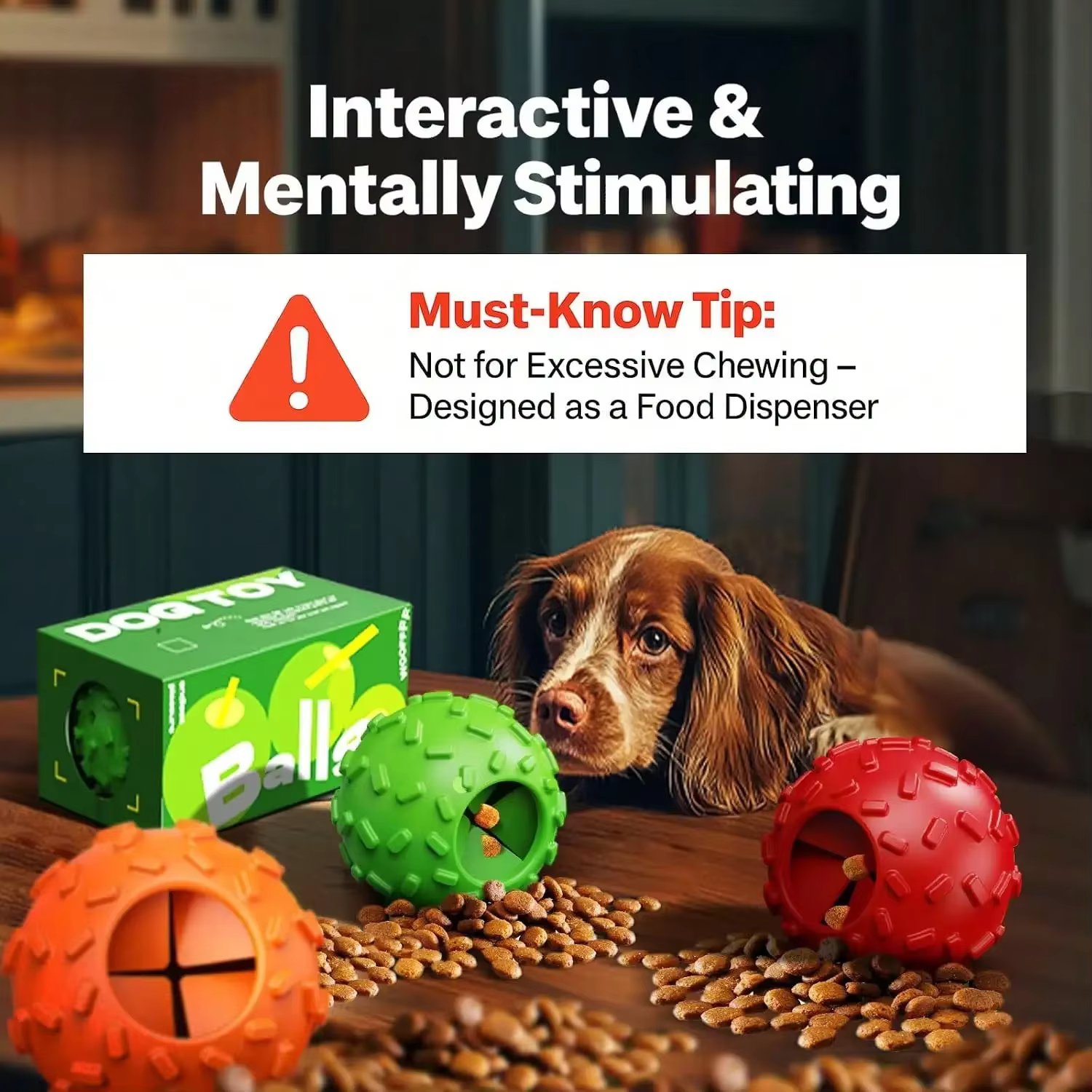 JIERDE Juguetes para Perros con Dispensador de Comida - Juguete Interactivo Cognitivo para Perros, Pelota Rompecabezas Para Cachorros y Pequeños Caninos, Fomenta Alimentación Lenta, Reduce — imagen 7