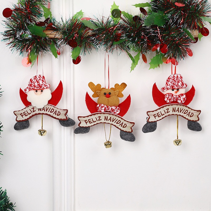 New Christmas Pendant Cute Cartoon Santa Claus Elk Decoration Christmas Tree Bell Pendant — image 7