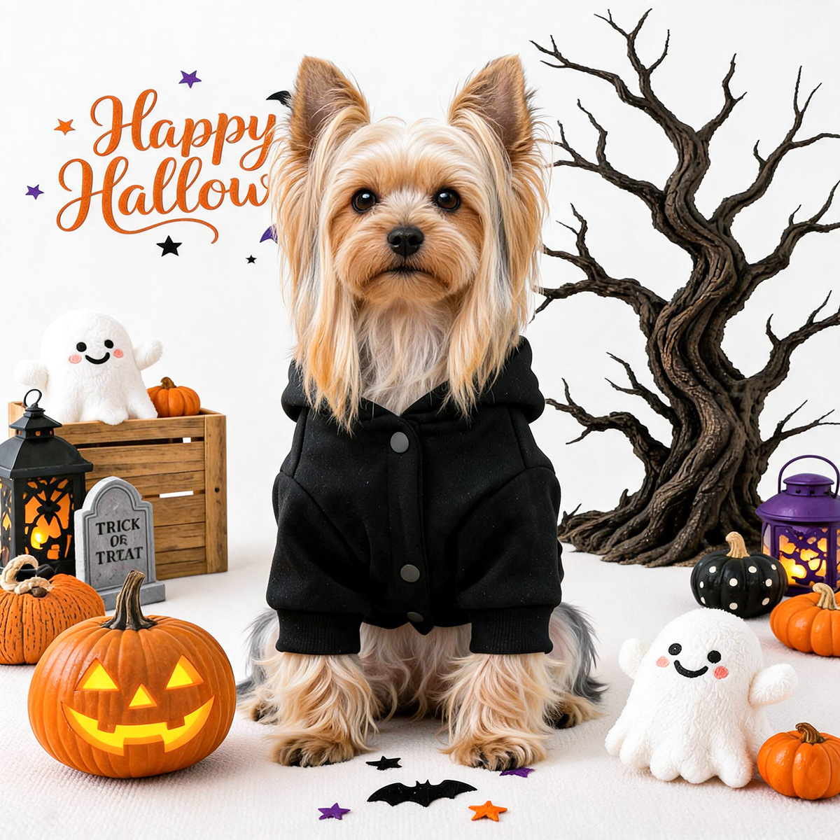 Pet Clothing for Small Dogs and Cats, Halloween Mom's Pumpkin Embroidered Hoodie, Autumn and Winter — image 3