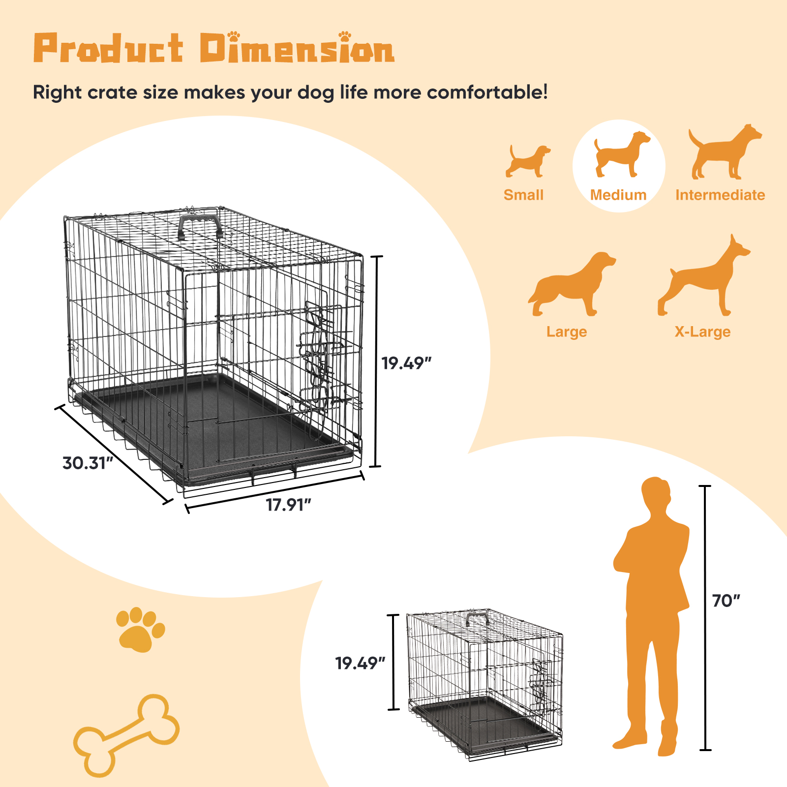 Jaula para Perro de 24-30 Pulgadas con Puerta Única — imagen 10