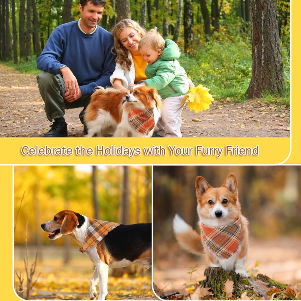 Vivifying Fall Dog Bandana With Tassels Edges Classic Plaid Triangle Dog Apparel Accessories Unny Dog Scarf Costume For Thanksgiving Photo Prop And Party Decor — image 4