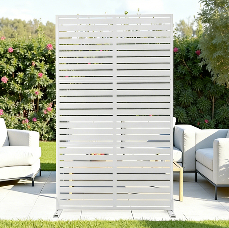 70.87" H × 46.06" W White Metal Privacy Screen, Freestanding Slatted Patio Divider Fence, Coastal & Beach House Decor, Indoor Room & Sunroom Partition, Kid Play Yard & Pet Safe Outdoor Deck Balcony Ba — image 3
