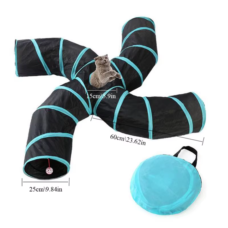 Túnel para gatos 5/4/3 agujeros, juguetes divertidos para gatos, juguetes plegables, interactivos, con conejo, juegos de animales, juguete para gatos, productos para mascotas — imagen 3