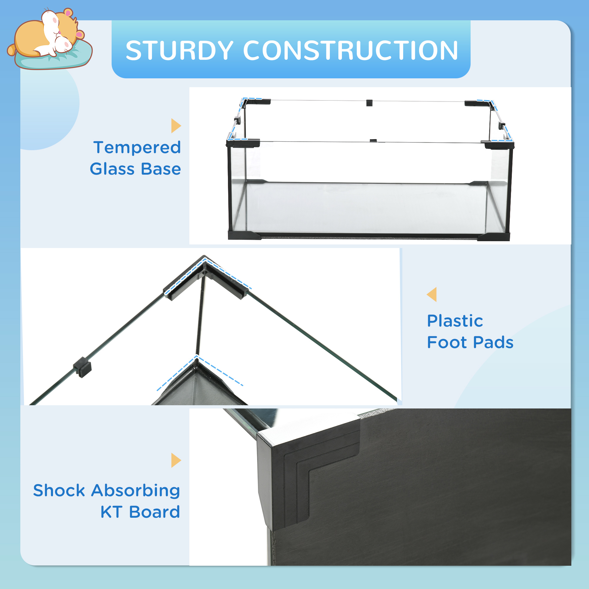 30" Hamster Cage, Gerbil Cage with Glass Basin for Small Hamsters, Black — imagen 4