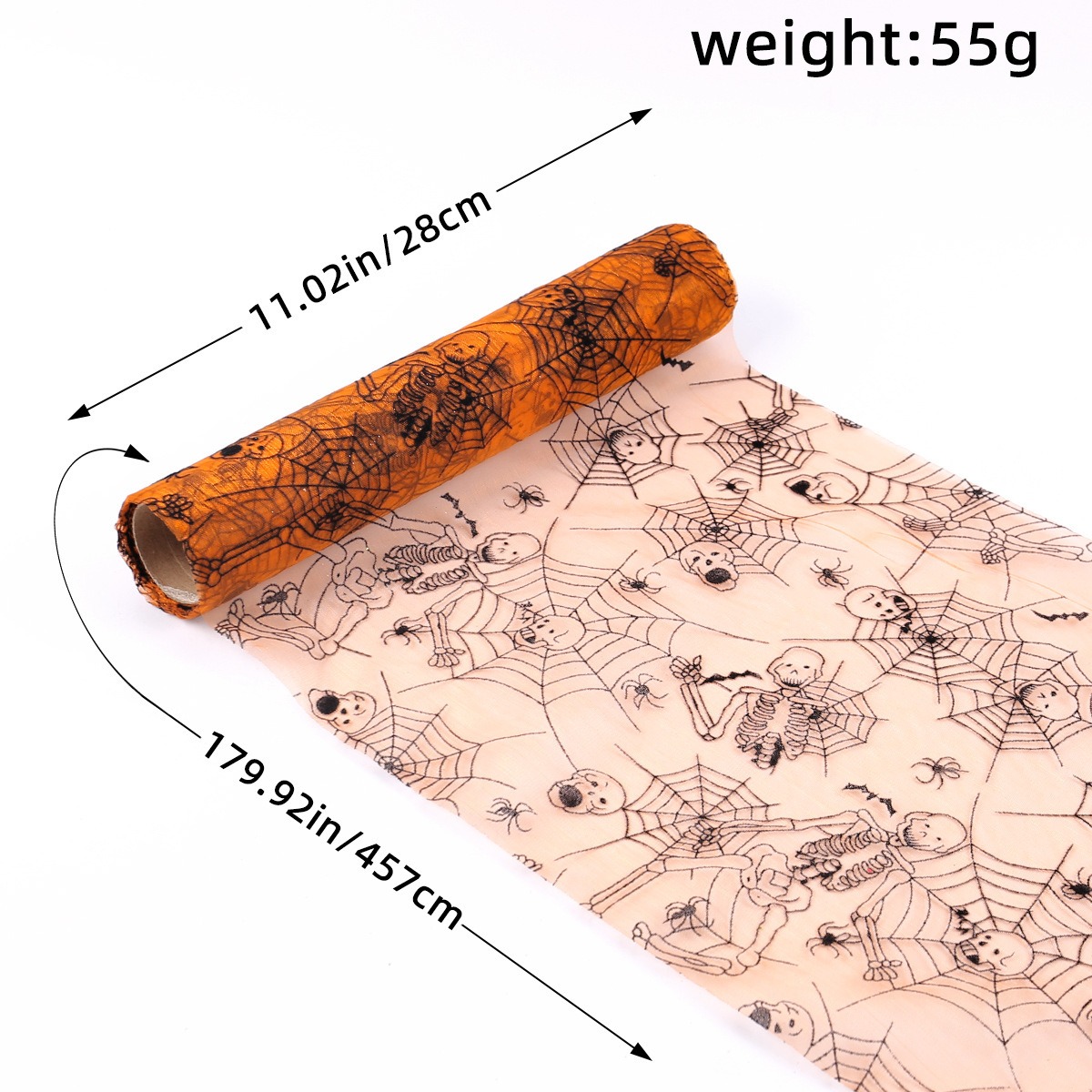 Halloween Bat Spider Web Yarn Roll Meal Mat Ghost Festival Party Table Decoration Mesh Tablecloth Table Banner — image 2