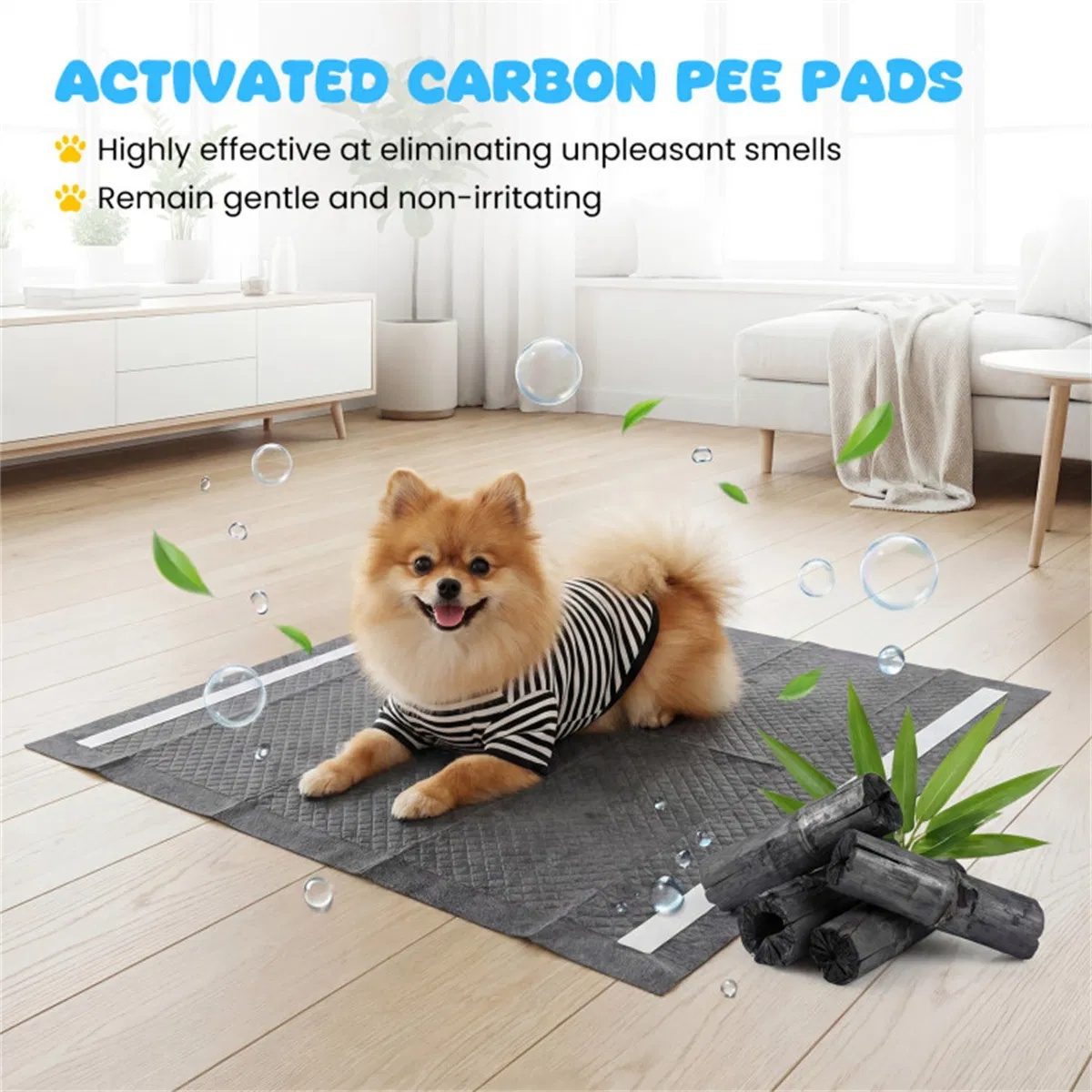 150 Pack Charcoal Dog Pee Pads 24, 6 Layer Ultra Absorbent Pet Training Pads With Odor Control — image 2