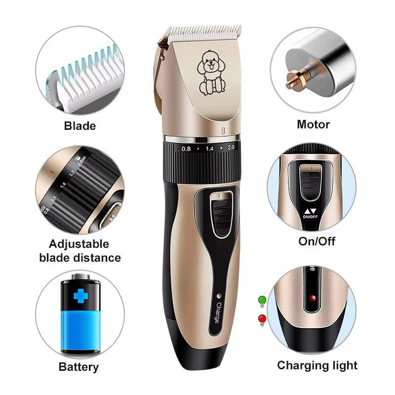Professional Pet Hair Trimmer for Dogs Cats Rabbits, Rechargeable Grooming Clipper Ceramic Blade Low Noise Hair Cutting Tool — image 1