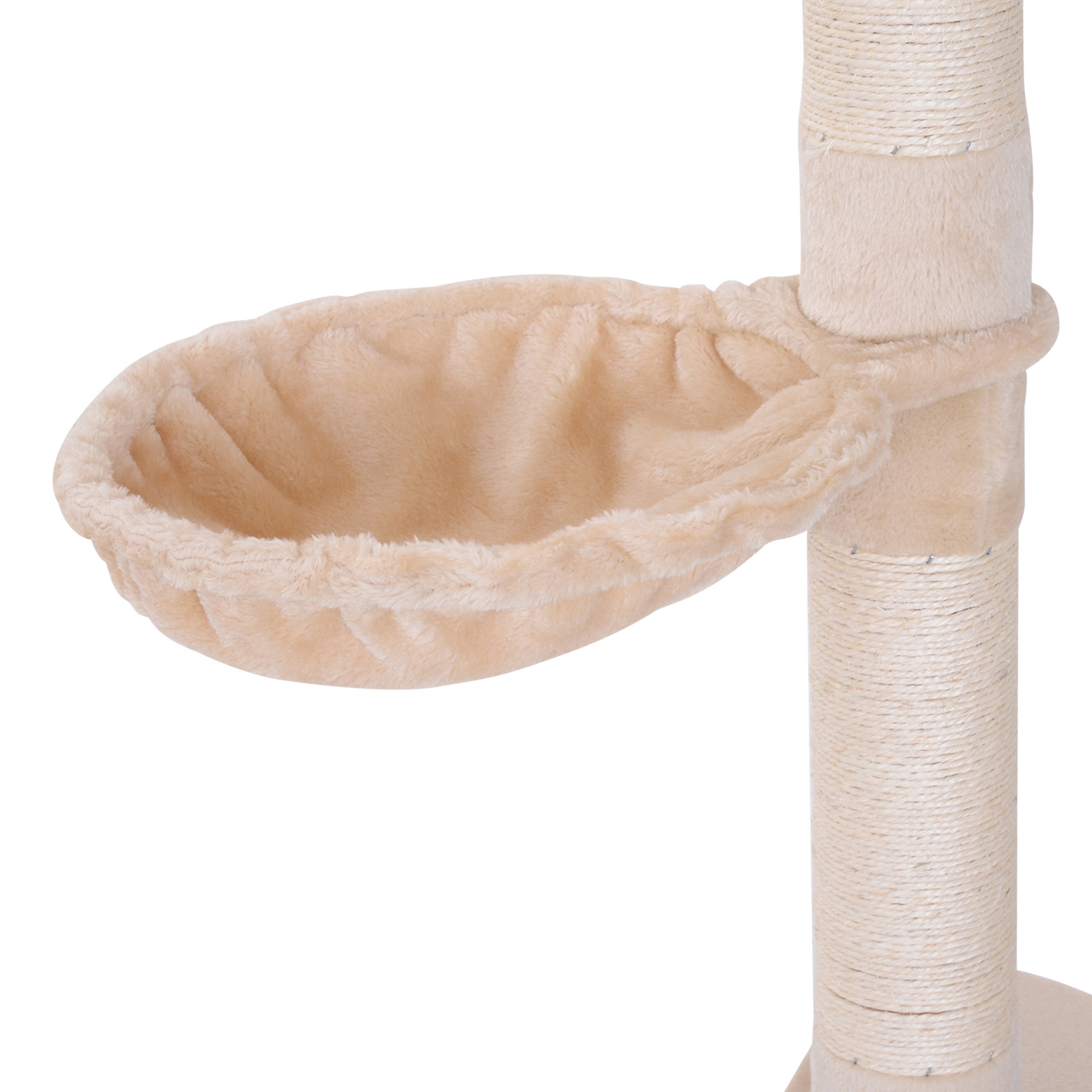 Árbol de Gatos Ajustable de 102" de Alto, 5 Niveles con Postes para Rasgar y Hamaca en Beige — imagen 8