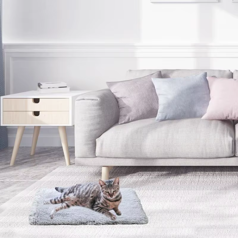 Plush Cat Bed House Cat Mat Cat Litter Plush Two-in-one Pet Mat Cat Winter Warm Dog House Sleeping — image 2