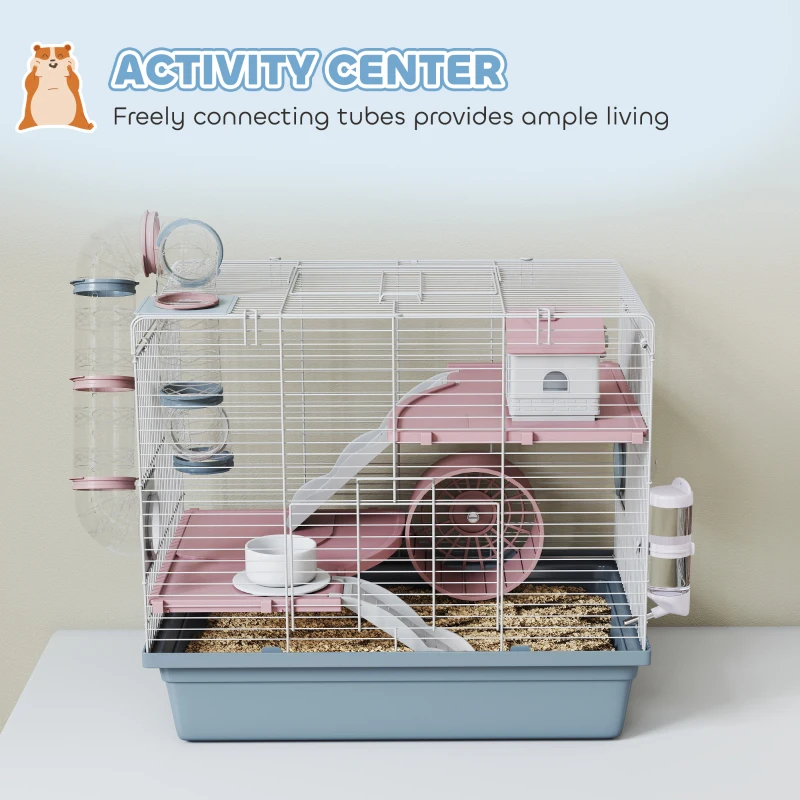 Cage, 3-Tier Small Animal Cage With Exercise Wheel, Food Bowl, Water Bottle, House, Tunnels, Ramps — imagen 2