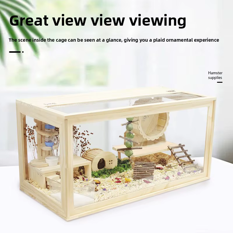 Caja de Jaula de Madera Ecológico para Hámsters con Área de Respiración, Adecuada para Hámsters Dorados, Erizos, Loros y Otros Pequeños Animales Domésticos — imagen 3