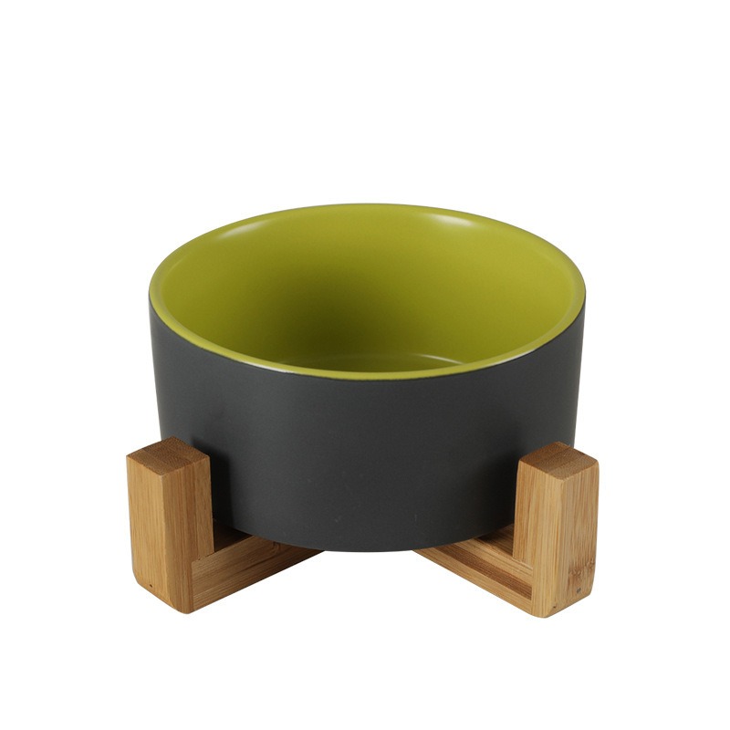 New Cute Pet Cat Bowl, Cat Basin, Ceramic Bowl, Drinking Water, Feeding, Non Slip Belt, Wooden Frame, Anti Overturning — image 7