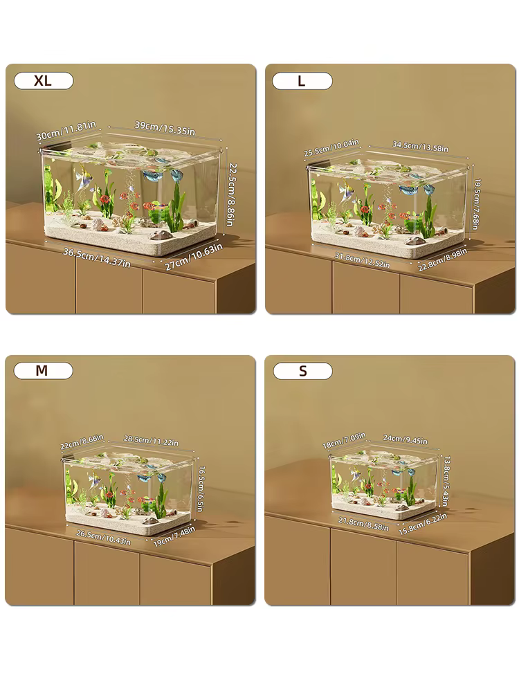 Tanque de Acuario Transparente Creativo para Oficina y Hogar Decoración Rectangular (Solo Tanque, sin Paisaje ni Piedras Incluidos) — imagen 5