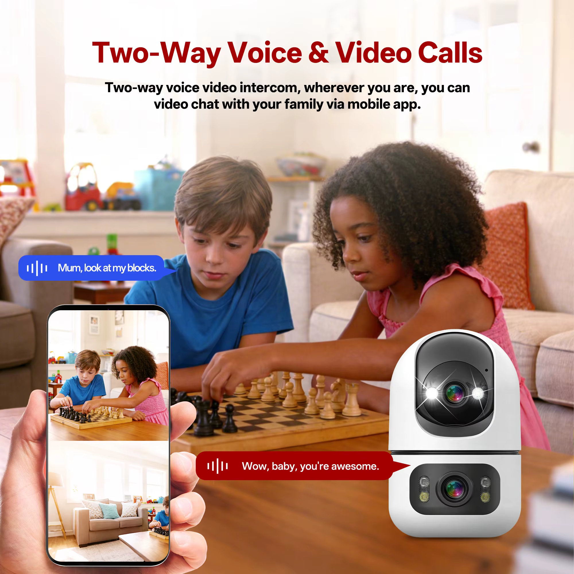Tuya 5G WiFi Dual Lens Camera Indoor 4K 8MP Home Pet Camera Auto Tracking Baby Monitor Color Night Vision Security Surveillance — image 3