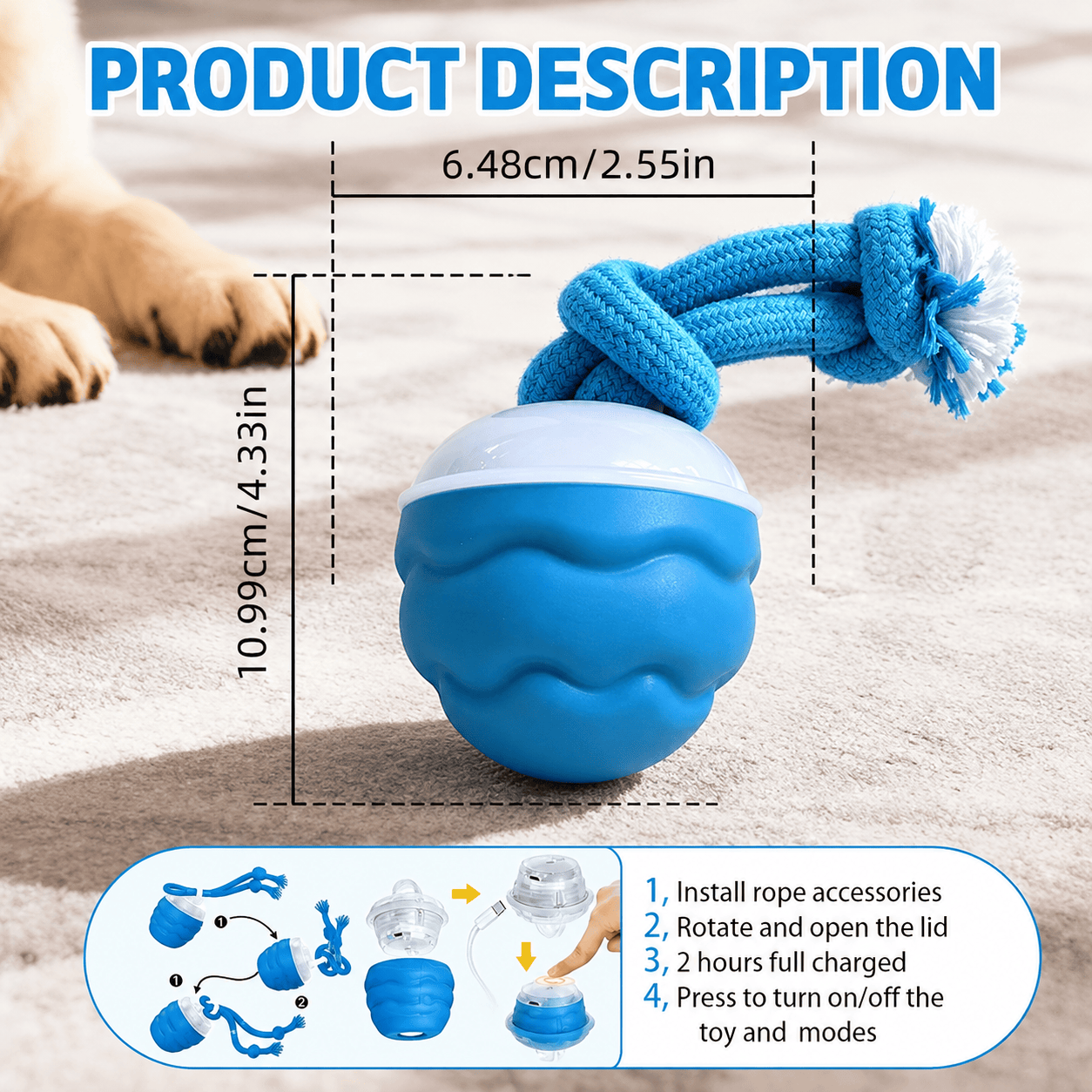 New Interactive Dog Pull Toy, Stimulate Dog Intelligence & Keep Fit, Indoor & Outdoor Use For Medium Large Dogs, Dog Chew Toy With 3 Spare Ropes — image 4
