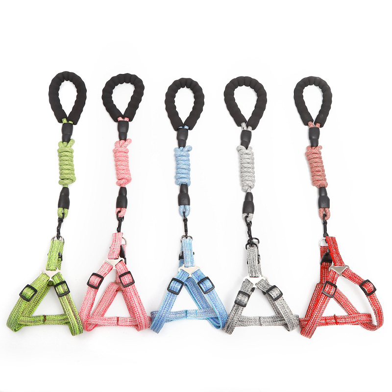 Adjustable Explosion-Proof Chest Strap Dog Leash Plain Linen Round Rope Pet Leash — image 3