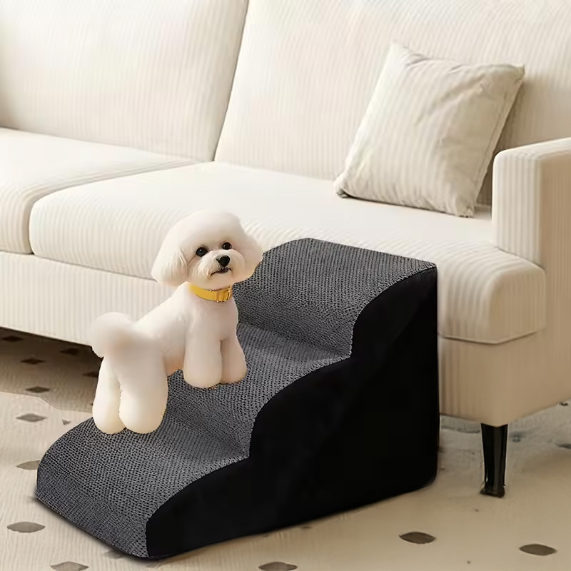 Escalera/Rampa para Mascotas de 2/3/4 Escalones: Espuma Viscoelástica Antideslizante y Lavable, Desmontable, Multiusos para Perros y Gatos — imagen 10