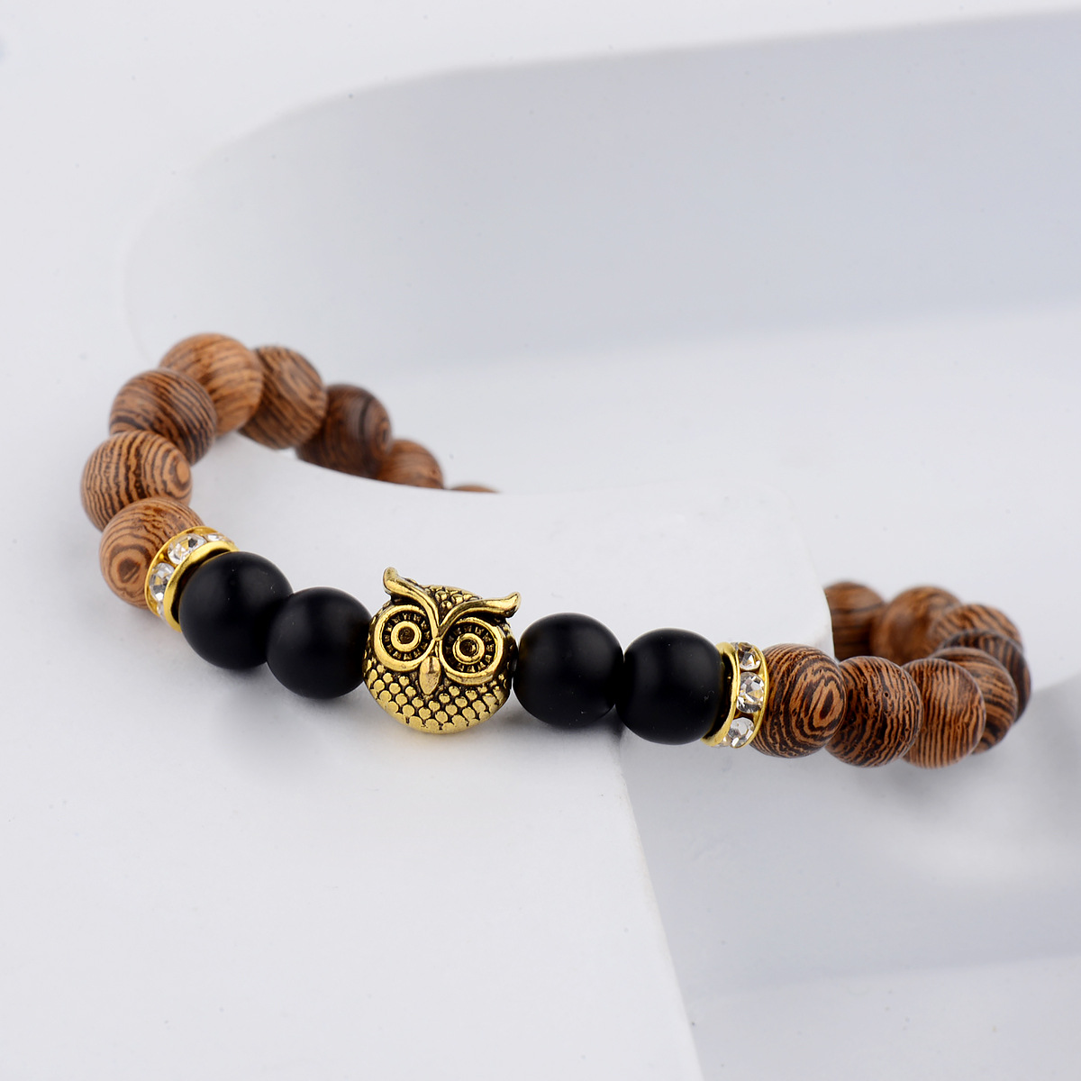 Owl frosted stone lifeline wood grain bracelet — image 9