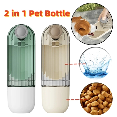 2 In 1 Pet Water Cup Segment Design Green Dog Walking Portable Drinking Cup Dog Feeding Supplies Pet Supplies Dog Walking Water — image 1