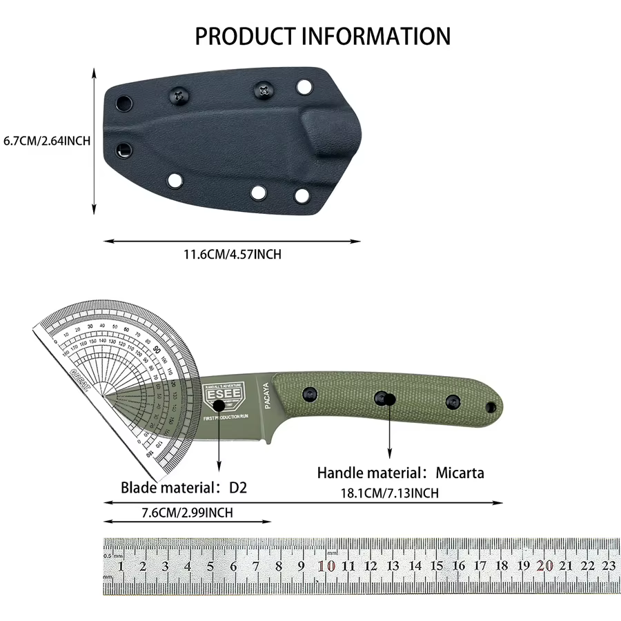 Pacaya Straight Knife Hunting Knife Outdoor Knife Craft Knife Camping Equipment Knife with Sheath Gifts for Men — image 8