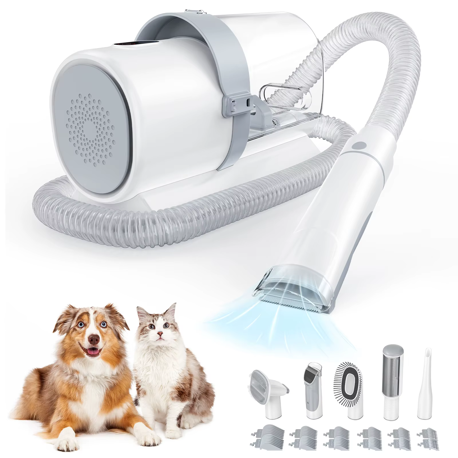 JHK 2.5L Professional Pet Grooming Vacuum Kit 3 Suction Modes and 5 Groomer Tools with Cordless Low Noise Dog Clippers for Cats — image 6