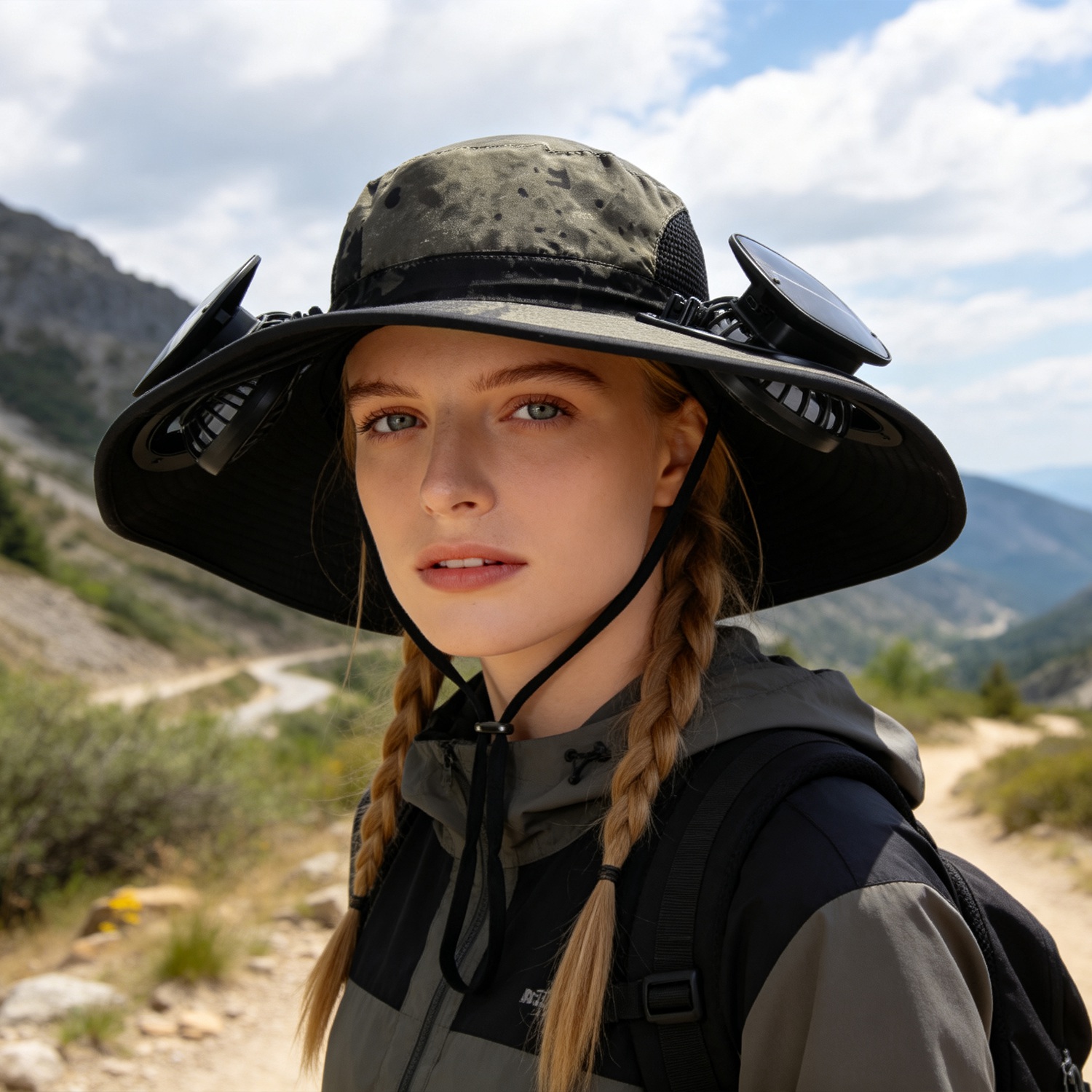 Sombrero con Ventilador Solar 2 en 1 UPF50 Sombrero para el Sol con Ventiladores, Sombrero de Pesca de Ala Ancha con Cubrecara y Protector de Cuello, Carga USB Solar Para Senderismo, Jardinería, Trabajo al Aire Libre — imagen 15
