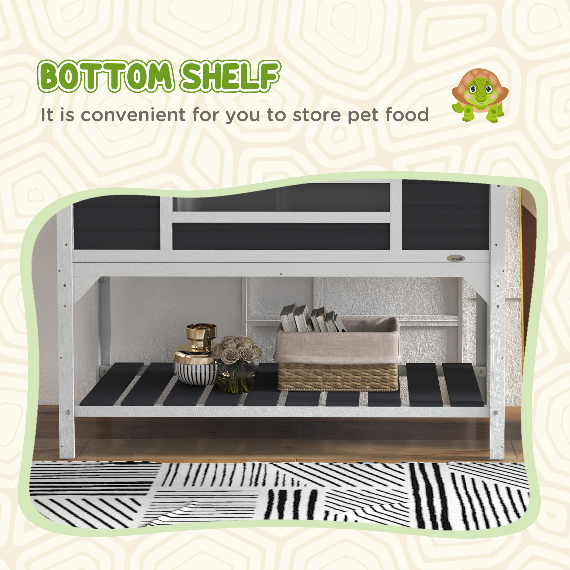Tortoise Enclosure Tortoise House with Adjustable Lamp Holder Storage Shelf, Dual Main Houses, Openable Lid, Gray — imagen 4