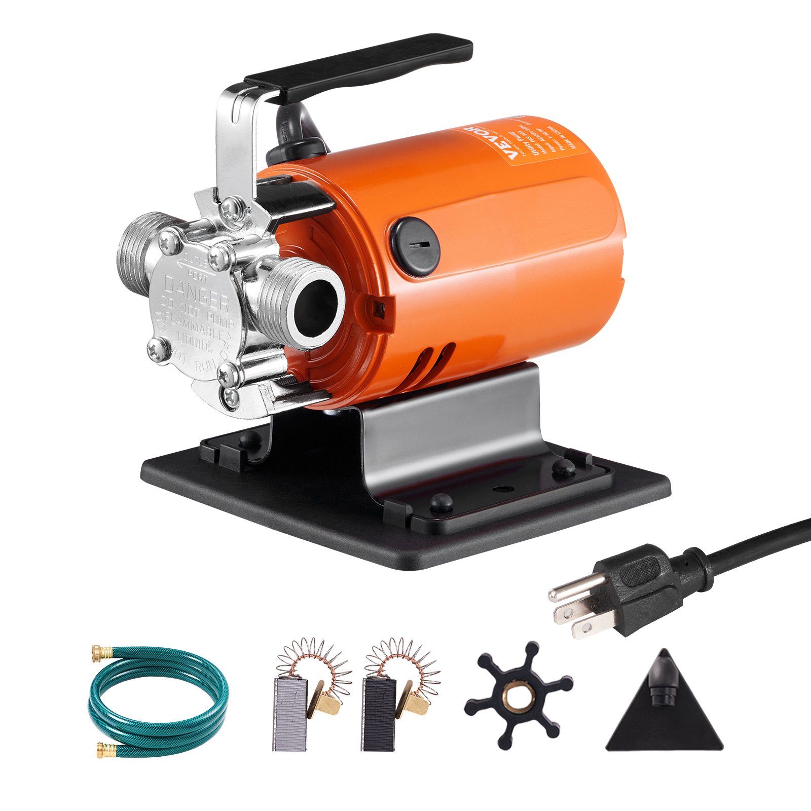 Pompa de Transferencia de Agua, 120V AC 360 GPH 1/10 CV, Pompa Eléctrica Portátil con Kit de Manga de Succión de 6 pies, Cuchillas de Carbono, Impulsor, Trapero de Succión, para Jardín, Barril de Lluvia, Piscina, Estanque Acuático — imagen 1