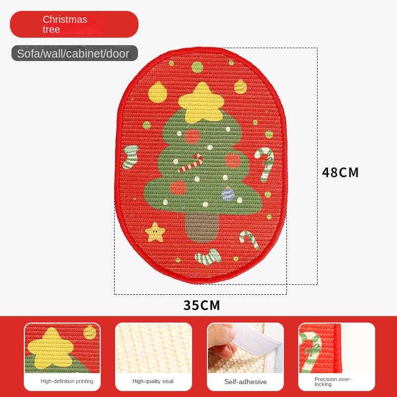 Gato de Navidad y Halloween con Árbol de Pascua Cartoñizo Tablero de Rasguño Duradero Fijo para Pared Sisal Rasgador para Gatos — imagen 8