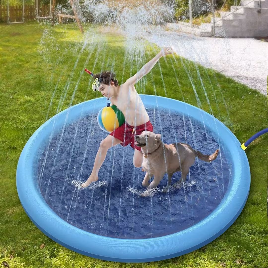 150C170CM Children's Outdoor Dolphin Playing Mat Lace Letter Sprinkler Mat Pet Sprinkler Mat — image 2
