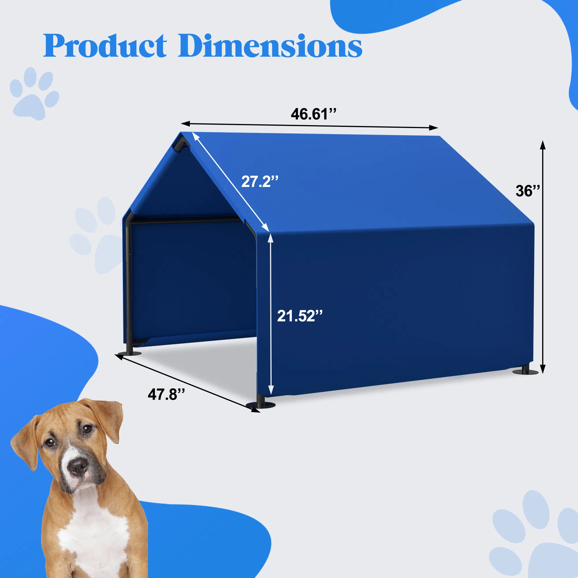 Dog Shade Shelter Outdoor Tent for Small Medium Dogs, Waterproof Sun Protection Pet House for Dogs, Small Animals and Livestock, Blue — image 4