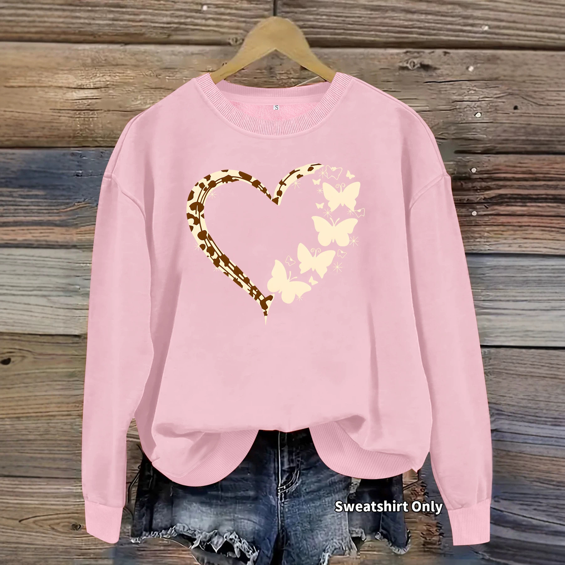 Butterfly and leopard print heart-shaped fleece hoodie — image 5